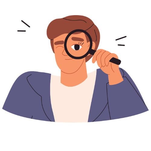 Searching for website design services in India using magnifying glass illustration