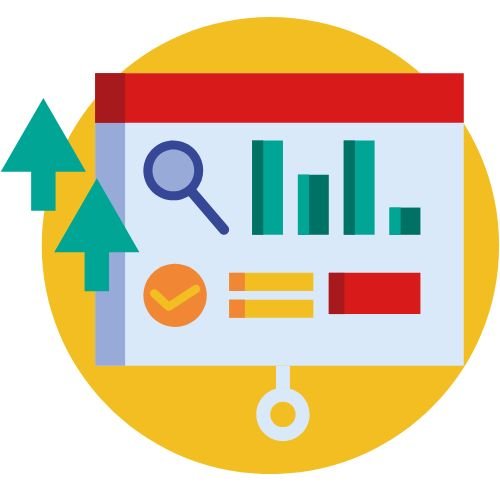 Analytics dashboard illustration representing keyword research and SEO data analysis.