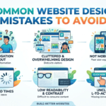 Common website design mistakes to avoid including poor navigation, cluttered layouts, slow loading speed, low readability, unclear CTAs, and non-mobile-friendly design.