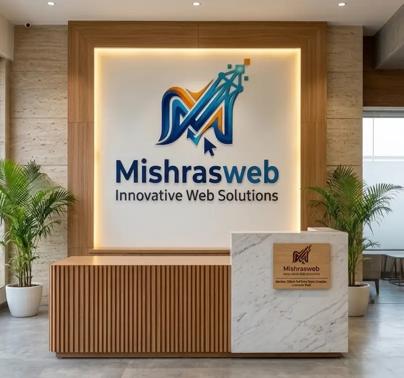 http://Mishrasweb%20innovative%20web%20solutions%20company%20logo%20displayed%20in%20a%20modern%20office%20reception%20area%20with%20elegant%20interior%20design.