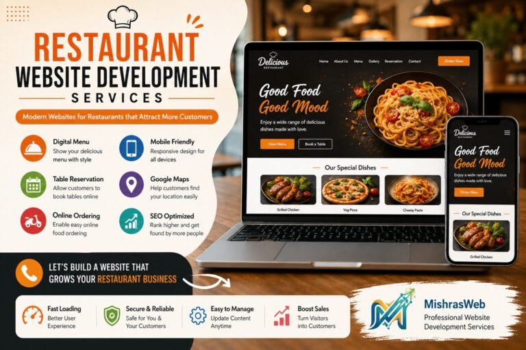 Restaurant Website Development Company creating responsive and SEO-friendly restaurant websites with online ordering and table reservation features.