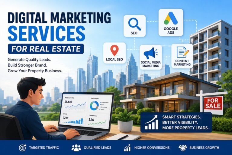 Digital Marketing Services for Real Estate by MishrasWeb helping real estate businesses generate property leads with SEO, Google Ads, Local SEO, and social media marketing.